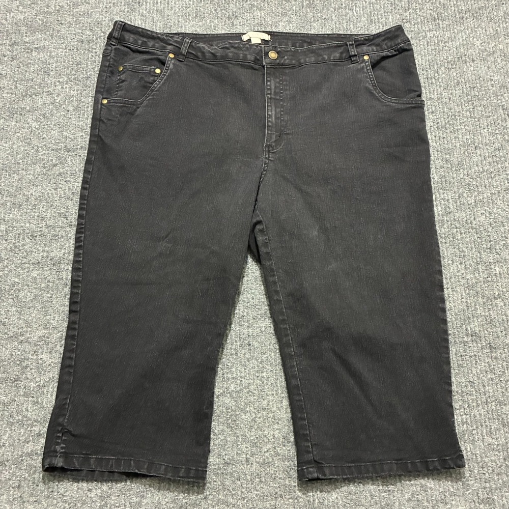 Woman‎ Within Capri Jeans Size 24W Petite Black Denim Stretch Casual High Rise